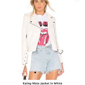 Revolve Superdown Kailey White Faux Leather Moto Jacket